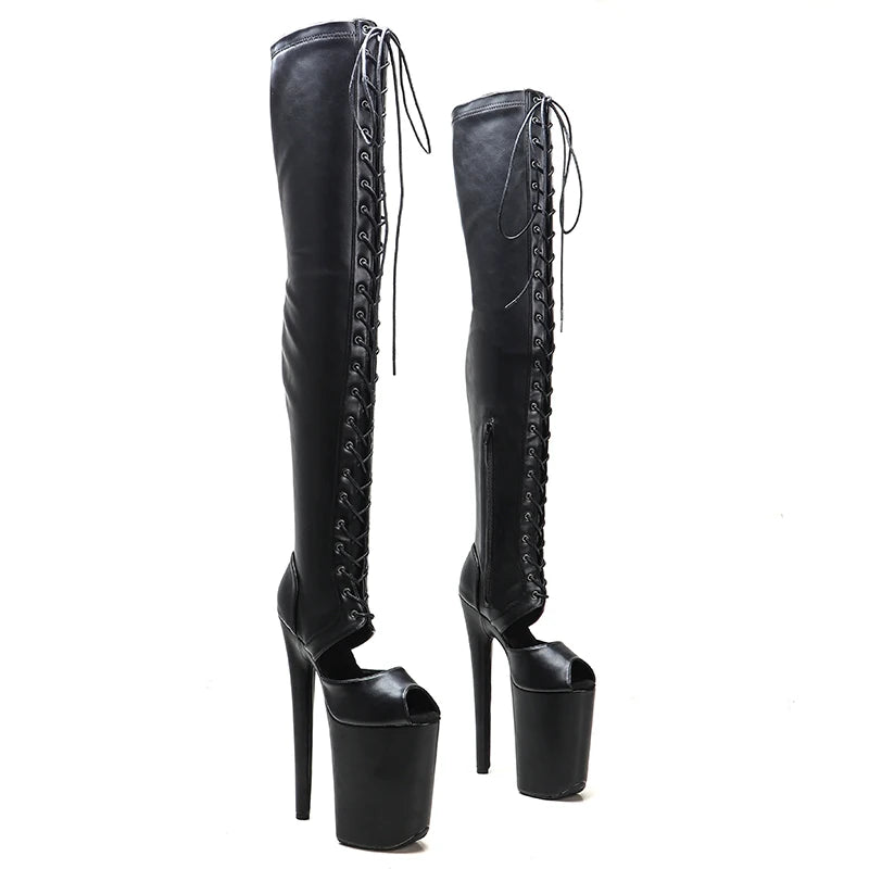 Leecabe  23CM/9inches Matte Upper  fashion  lady small  High Heel platform  Pole Dance boots