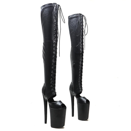 Leecabe 23CM/9 pouces Matte Upper mode dame petit talon haut plate-forme Pole Dance bottes