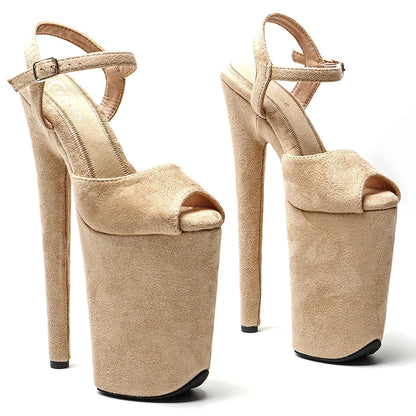 Leecabe 23CM/9inches Suede  upper fashion trend exotic Platform Sexy  High Heels Sandals Pole Dance shoes