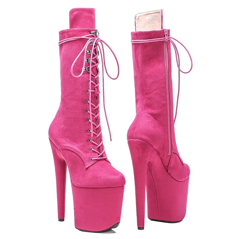 Leecabe Rose RED 20CM Pole dancing shoes High Heel platform Boots closed Pole Dance boot