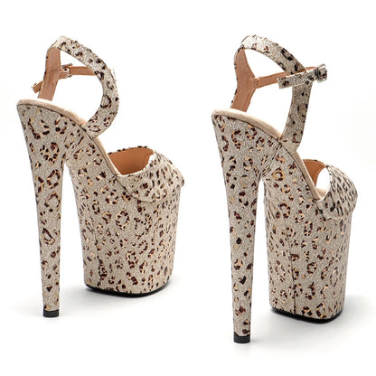 Leecabe 20cm/ 8inches Leopard  upper  exotic sexy fashion party    platform high heel   pole dance sandals shoes