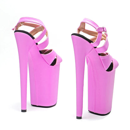 Leecabe 23CM/9inches light purple PU upper fashion trend exotic sexy romantic Platform Sexy  High Heels Sandals Pole Dance shoes