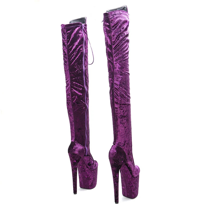 Chaussures de pole dance Leecabe 20CM/8 pouces Talon haut au-dessus du genou Bottes de pole dance à bout fermé