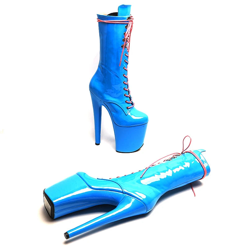 Leecabe 20cm/8inches Patent  Upper   Fashion  High Heel platform   Pole Dancing boots