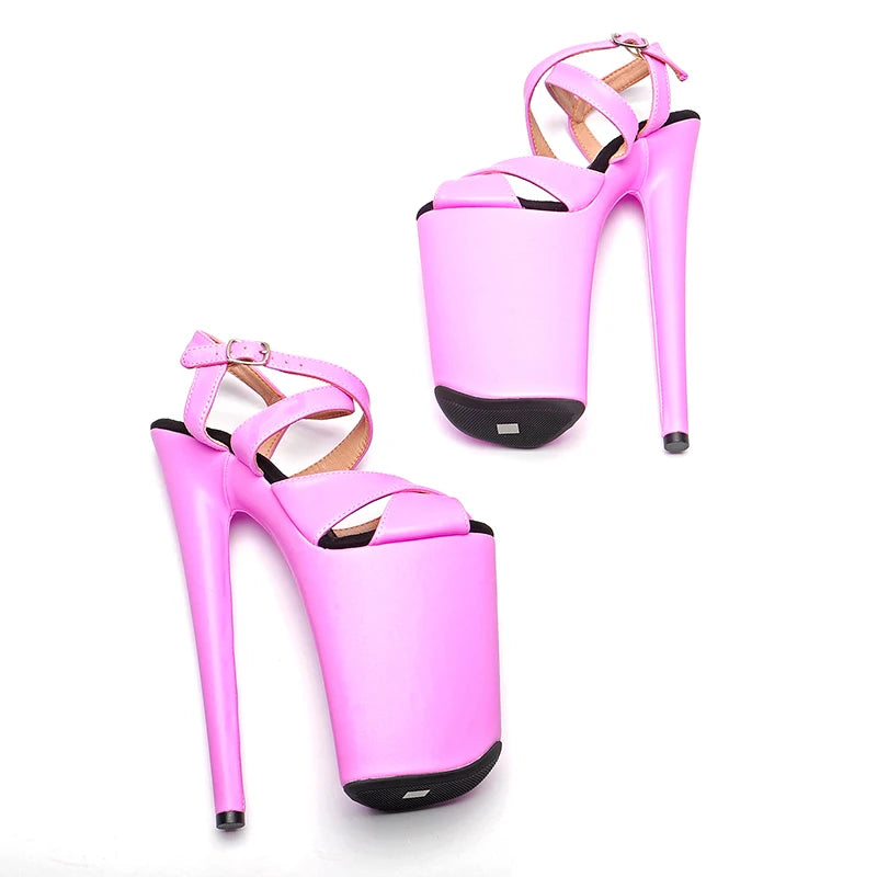 Leecabe 23CM/9inches light purple PU upper fashion trend exotic sexy romantic Platform Sexy  High Heels Sandals Pole Dance shoes