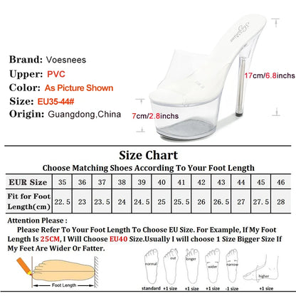 2024 Summer Open Toe Platform High Heels Sexy 17CM Transparent Sandals Women Ankle Buckle Strap Party Stripper Shoes Slippers