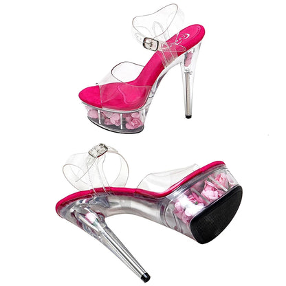 Leecabe 15CM/6Inch Ladies fashion party Platform High Heels Shoes Pole Dance sandals Shoes