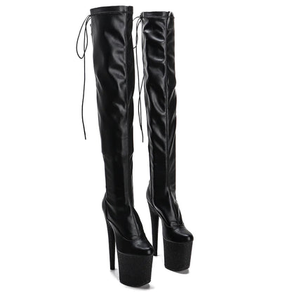 Leecabe 20CM/8inches Matte PU Pole Dance Plateaustiefel