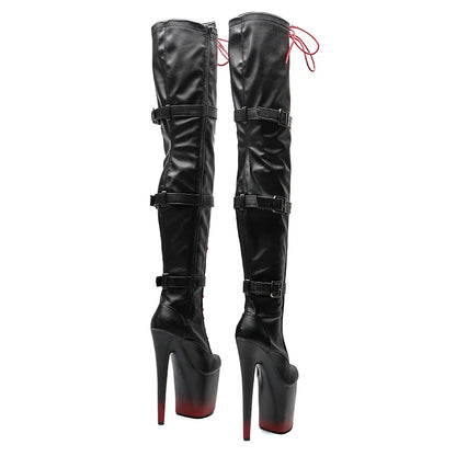 Leecabe 20CM/8inches Matte PU Pole dance schuhe High Heel plateaustiefel geschlossene zehe Pole Dance stiefel