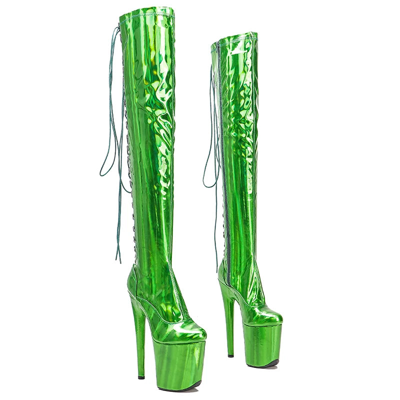 Leecabe 20CM/8 pouces PU tige Pole dance chaussures talons hauts plateforme bottes bout fermé Pole Dance bottes