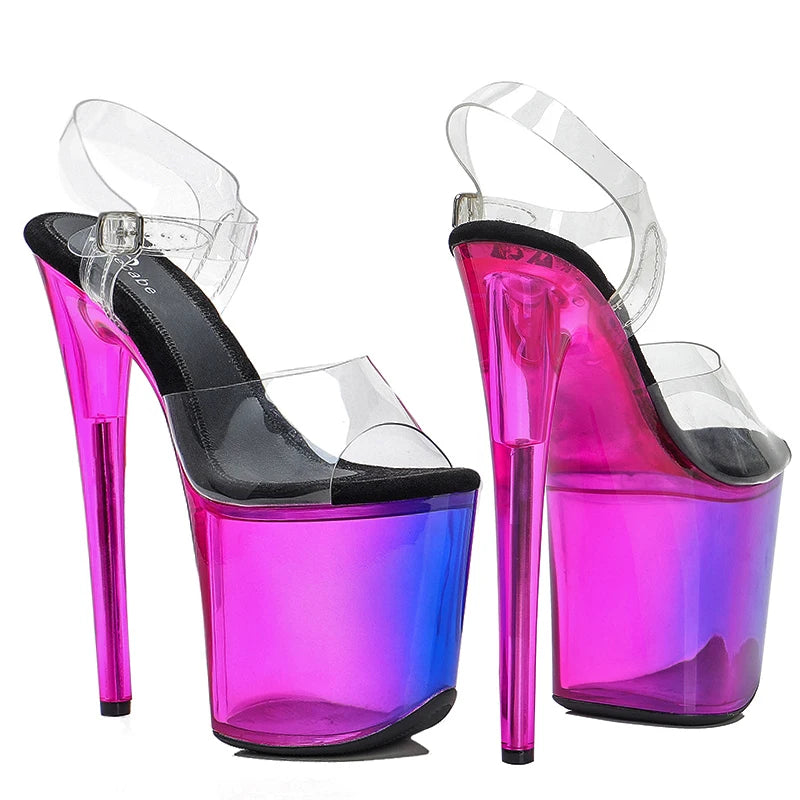 Leecabe 20cm/ 8inches clear pvc upper sexy high heel sandals  pole dance shoes