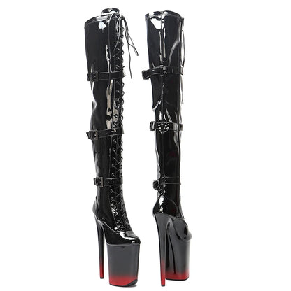 Leecabe 23CM/9 zoll Patent PU mode dame High Heel plattform Pole Dance stiefel