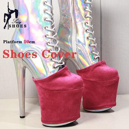 Suede Shoes Cover Platform 10CM Shoes Protectors Cover Pole Dance Training Dedicated Sandals Pumps Boots Wear-Resist Shoes Cover