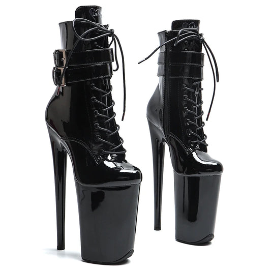 Leecabe 23CM/9 zoll Lack PU obermaterial Sexy stiefel High Heels Plattform stripper ferse Pole Dance schuhe