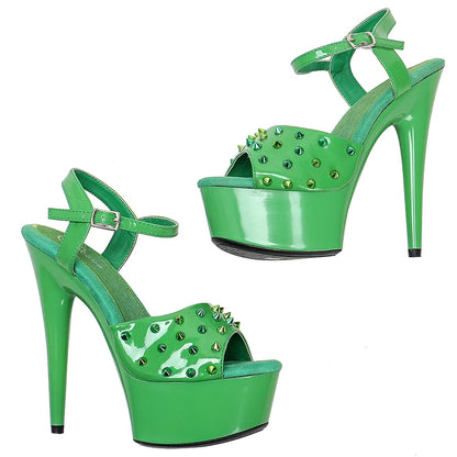 Leecabe 15CM/6Inch Patent PU Women's Platform Sandals  party High Heels Shoes Pole Dance Shoes