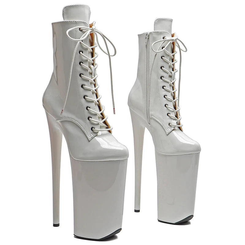 Leecabe  26CM/10inches Patent  PU Upper sexy exotic High Heel platform party shoes Pole Dance boot