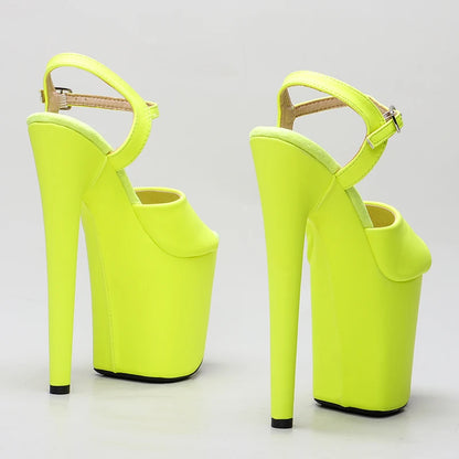 Leecabe 20cm/8inches Matte PU yellow color  high heel sandals sexy model shoes pole dance shoes