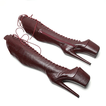 Leecabe 20CM/8 pouces Serpent Tige Bout Ouvert Tendance Mode Talon Haut Plateforme Bottes Pole Dance Bottes