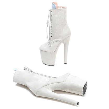 Leecabe Offwhite Wildleder Obermaterial 20CM/8 zoll Pole dance schuhe High Heels Pole Dance stiefel