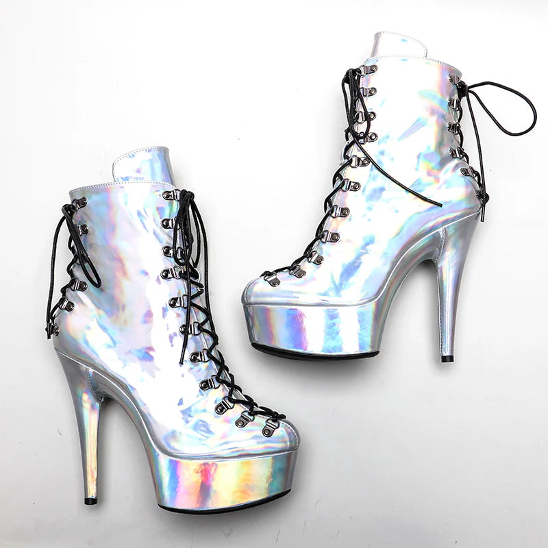 Leecabe Silver Holo Upper 15CM/6Inch Chaussures à talons hauts pour femmes Chaussures de pole dance