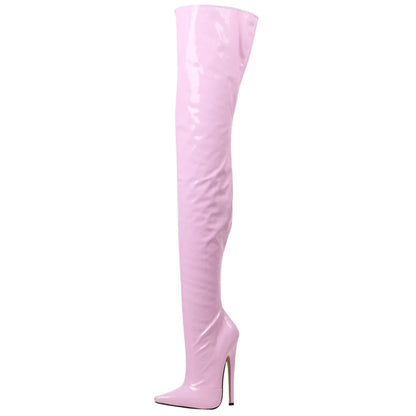 Bottes hautes fétichistes pour femmes CACA, talons hauts de 7 pouces/18 cm, bottines sexy au-dessus du genou, fermeture éclair sur tout le côté, personnalisées, livraison directe