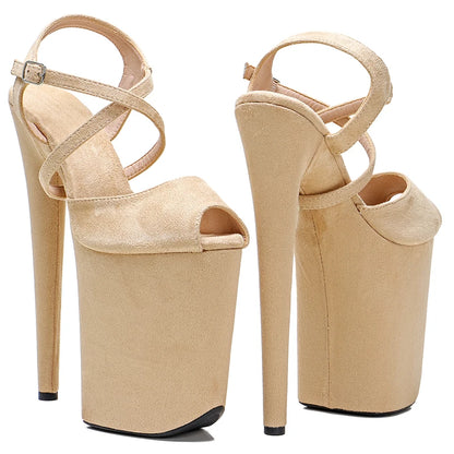 Leecabe 23CM/9inches Suede upper  Platform Shoes Sexy Dance Shoes  High Heels Sandals Pole Dance shoes