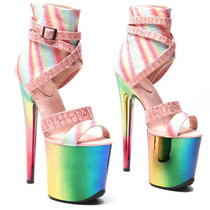 Leecabe 20cm/8inches colorful Mix and match colors  young trend fashion platform high heel   sandals  pole dance shoes