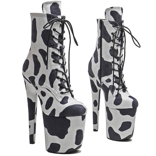 Leecabe  20CM/8inches Suede Cow pattern  Upper Fashion trend  platform High Heel  stripper heel  Pole Dance boot