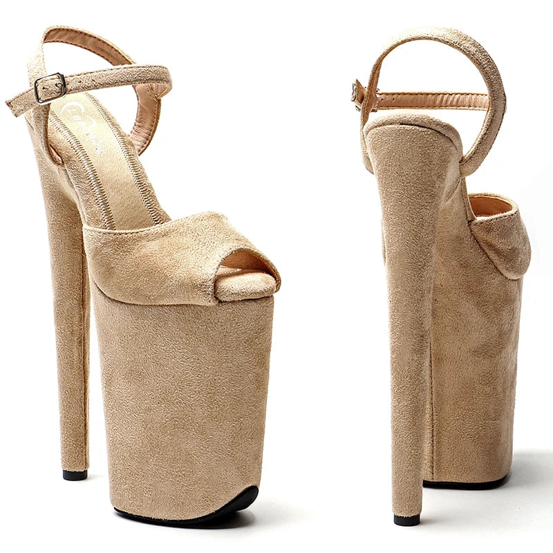 Leecabe 23CM/9inches Suede  upper fashion trend exotic Platform Sexy  High Heels Sandals Pole Dance shoes