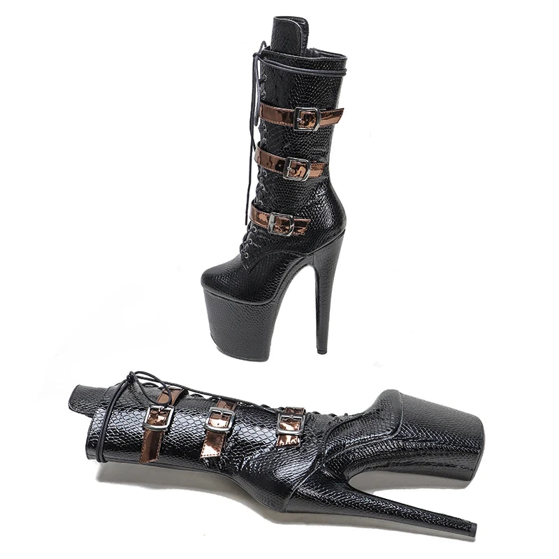 Leecabe 20CM/8 pouces Snake PU tige Pole Dance chaussures talon haut plateforme Pole Dance boot