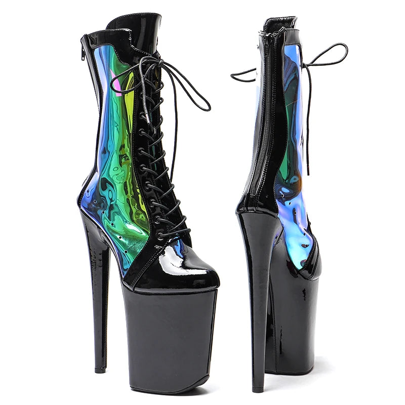 Leecabe 23CM/9 zoll Lack PU obermaterial Sexy stiefel High Heels Plattform Pole Dance schuhe