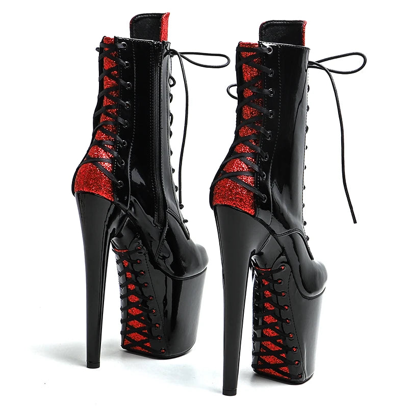 Leecabe 20CM/8 pouces PU verni Tige Mode tendance sexy Talon haut Plateforme Pole Dance Boot