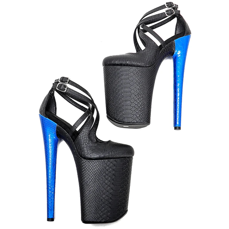 Leecabe 23CM/9inches PU upper  Platform Sexy  High Heels Sandals Pole Dance shoes