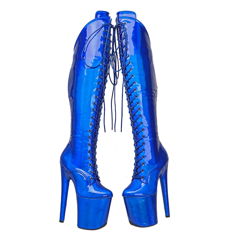 Leecabe  20CM/8inches Pole dancing shoes High Heel platform Boots closed toe Pole Dance boots