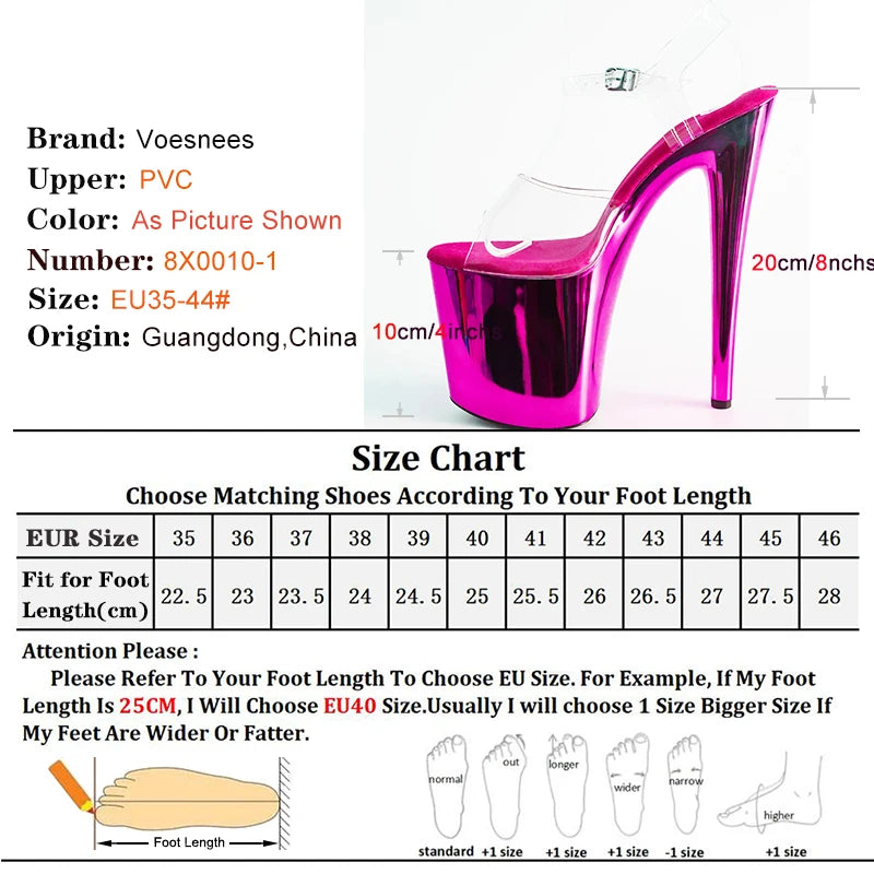 Lila 20 cm High Heel Sandalen Transparentes Obermaterial Galvanisierte Stiletto Heels Pole Dancing Sandalen für Damen Schuhe Party