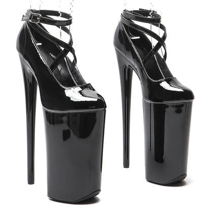 Leecabe  26CM/10inches Patent  Upper  sexy exotic High Heel platform party sandals   Pole Dance shoes