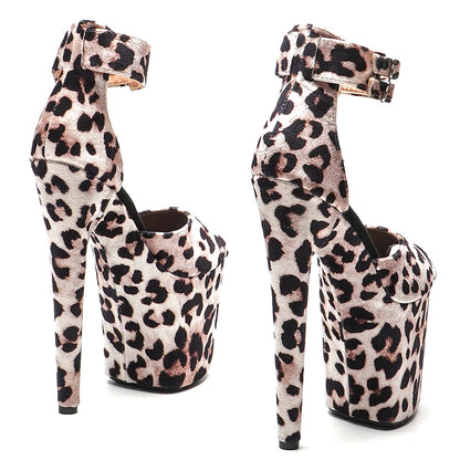 Leecabe 8Inch/20cm Leopard Suede  Upper  Platform Sandals  party High Heels Shoes Pole Dancing Shoes