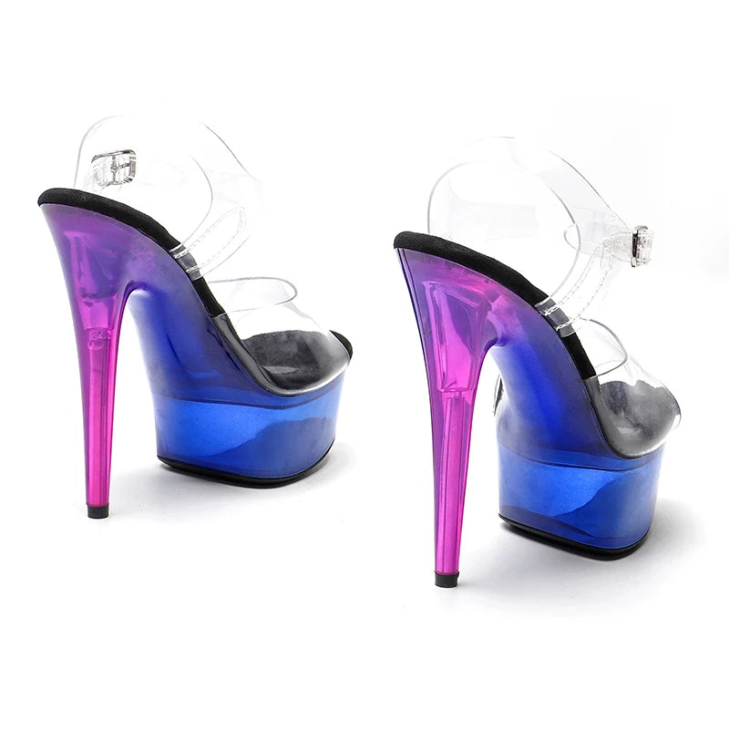 Leecabe 15CM/6 pouces PVC tige dames mode fête plate-forme talons hauts chaussures pole dance sandales chaussures