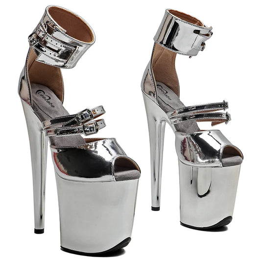 Leecabe 20cm/8inch Shiny PU upper  high heel sandals sexy model shoes pole dance shoes