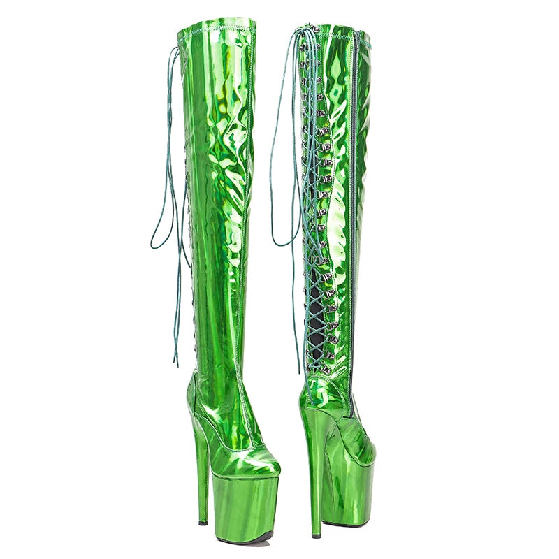 Leecabe 20CM/8 pouces PU tige Pole dance chaussures talons hauts plateforme bottes bout fermé Pole Dance bottes