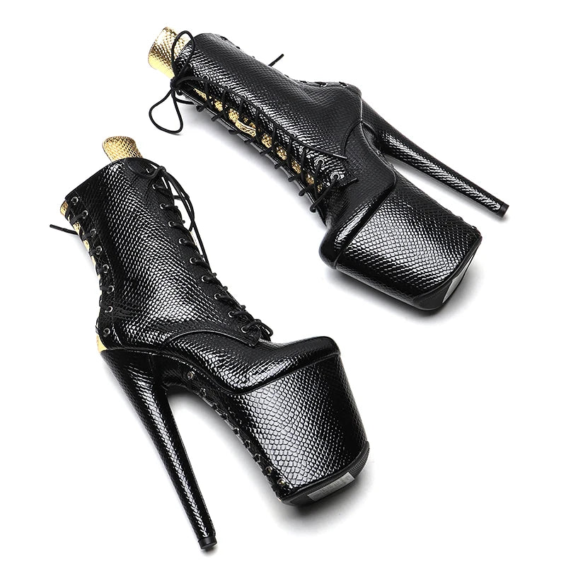 Leecabe 20CM/8 pouces Snake Upper Fashion tendance sexy talon haut plateforme Pole Dance boot