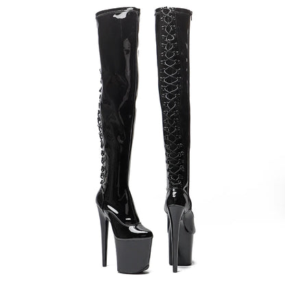 Leecabe 20cm/8inches Patent  upper   High Heel platform   Pole Dancing boots