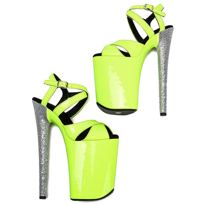 Leecabe 23CM/9inches PU upper  Platform Sexy  High Heels Sandals Pole Dance shoes