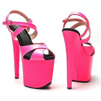 Leecabe 8Inch/20cm PU Upper   color Platform Sandals  party High Heels Shoes Pole Dancing Shoes