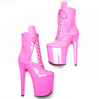 Leecabe 20CM/8inch Pink Patent  PU upper Exotic fashion trends high heel platform Pole Dance boot