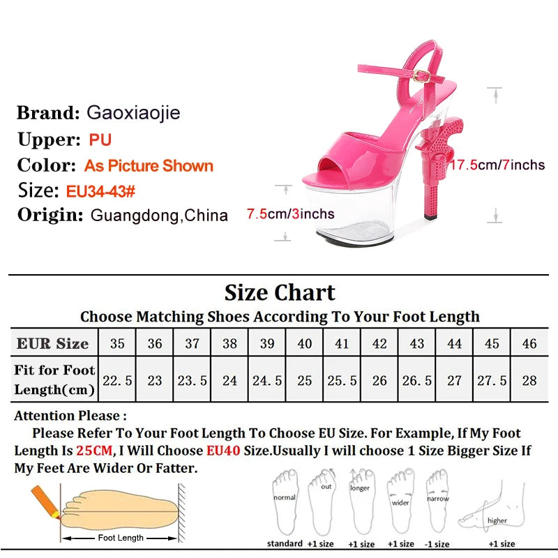 Silvery Stripper Pole Dance Shoes Women 7Inch Fashion Gun Heel Sandals Summer Transparent Platform Model Walking Show High Heels