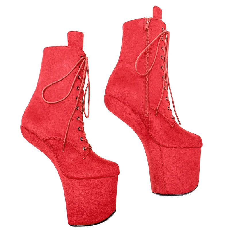 Leecabe suede Upper  Platform Ankle Boots Sexy Exotic heelless pole dance shoes