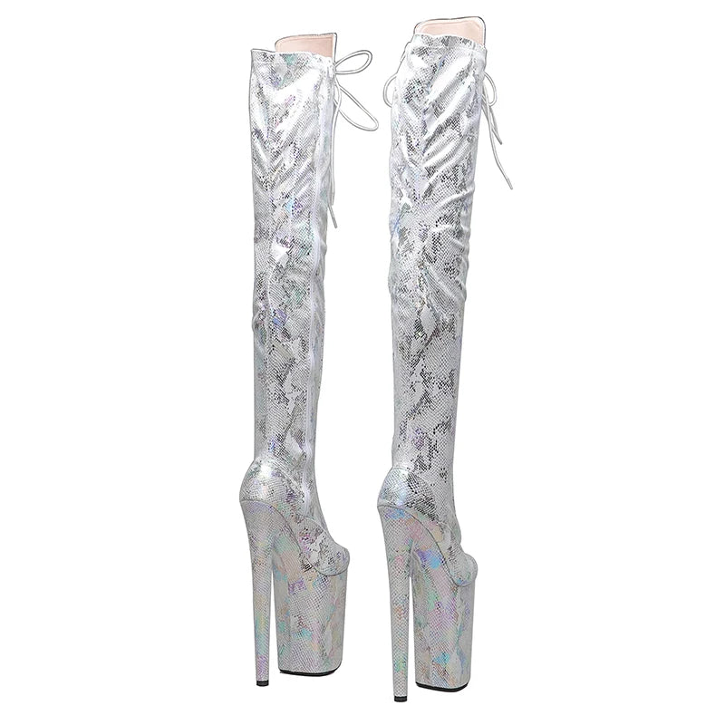 Leecabe 23CM/9 pouces Snake Upper mode dame petit talon haut plate-forme Pole Dance bottes