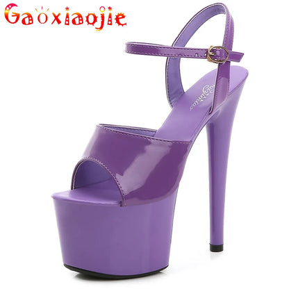 2024 Sexy Stripperinnen Tanzschuhe Damen Laufsteg Show Sandalen 17 CM High Heels Wasserdichte Mädchen Schuhe Party Club Plateauschuhe