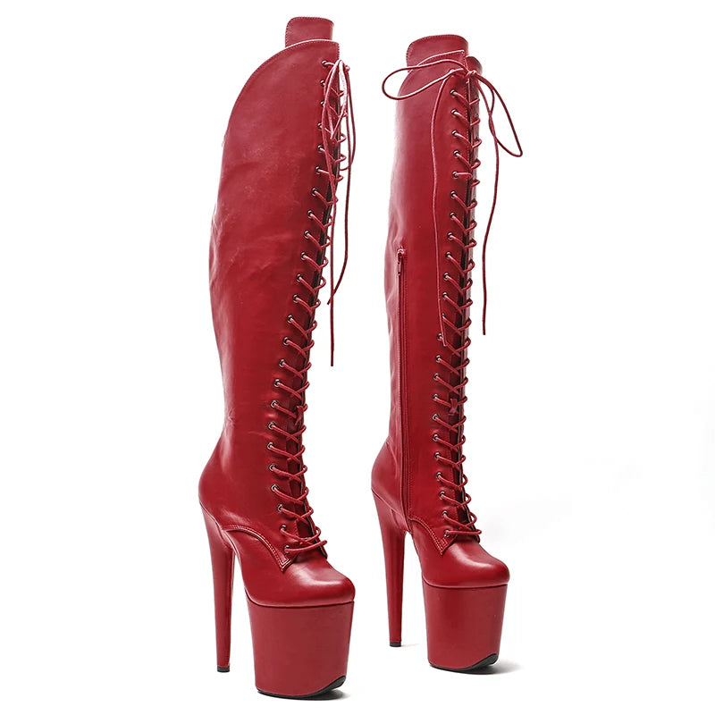 Leecabe  20CM/8inches  Matte PU Upper   Sexy exotic young trend fashion  boots High Heel   platform Pole Dance boot